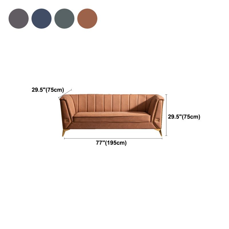 Faux Leather Modern Tuxedo Arm Sofa Standard Sofa with Sewn Pillow Back