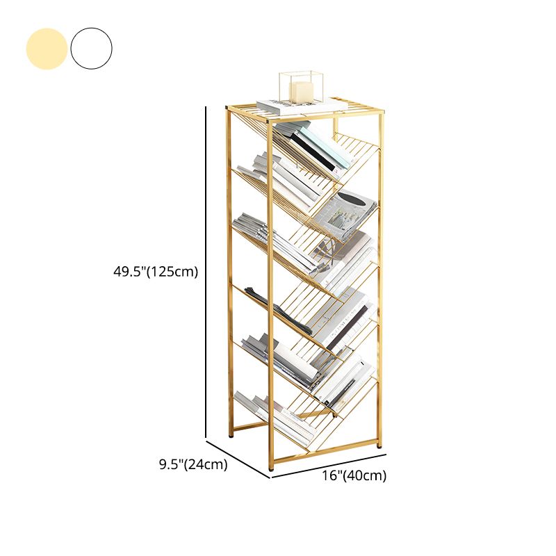 Metal Vertical Geometric Bookcase Contemporary Style Closed Back Shelf