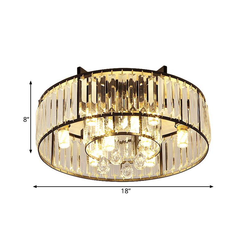 Round Iron Frame Flush Mount Light Modern 7/13-Light Ceiling Light Halterung mit Crystal Draping
