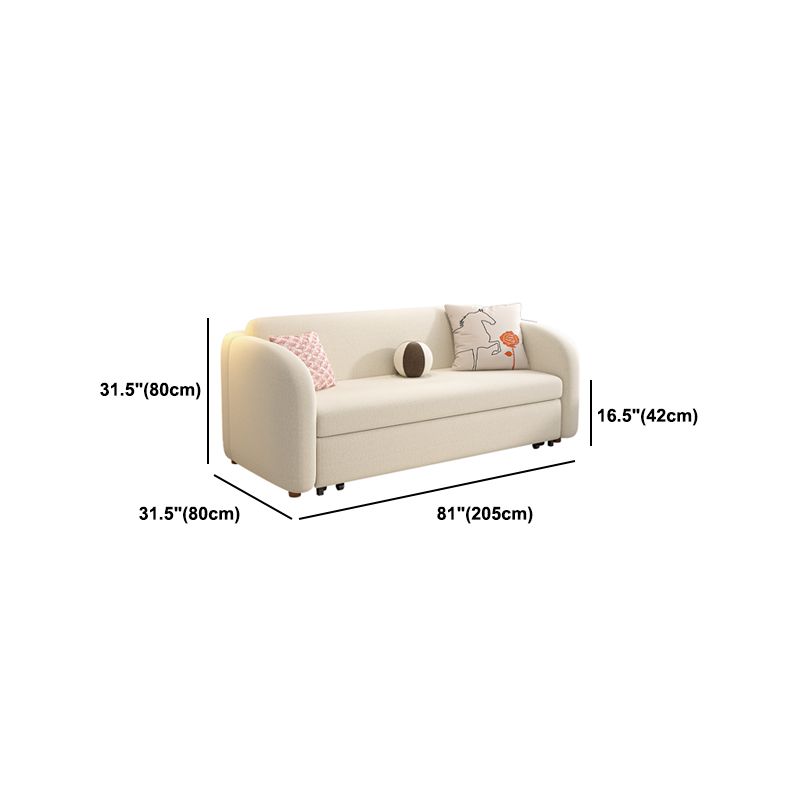 Contemporary Beige Sofa Bed Tuxedo Arm Sofa Bed with 2 Pillows