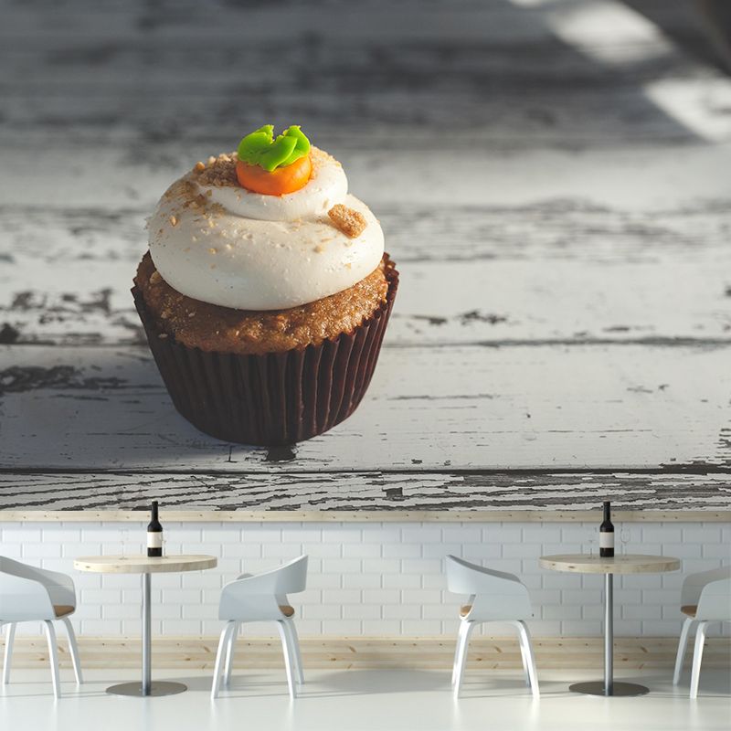 Tasty Dessert Mural Wallpaper with Muffin Pattern Contemporary Restaurant Wall Mural