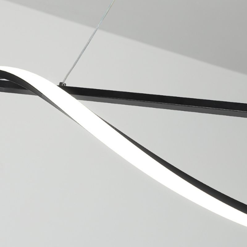 Wavy LED Hanging Ceiling Light Modern Metal Island Chandelier Light
