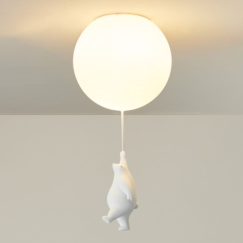 LED Modern Resin Flush Mount Ball Shape Ceiling Light with Acrylic Shade for Living Room