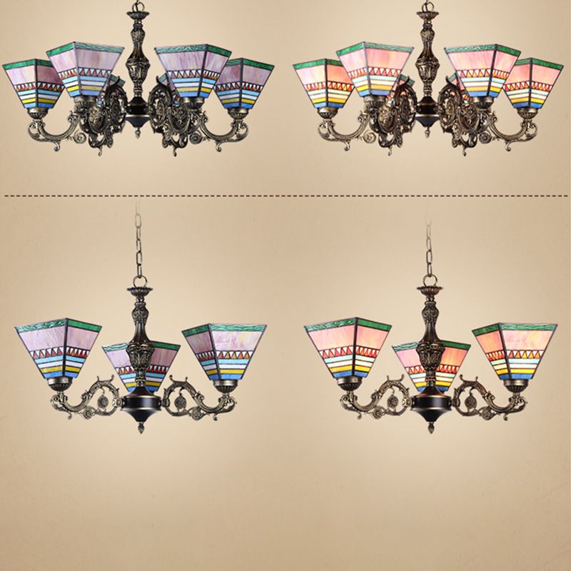 Corne Plafond Pendentif Tiffany Style Victorien Treated Tanker Taching Chandelier for Hotel