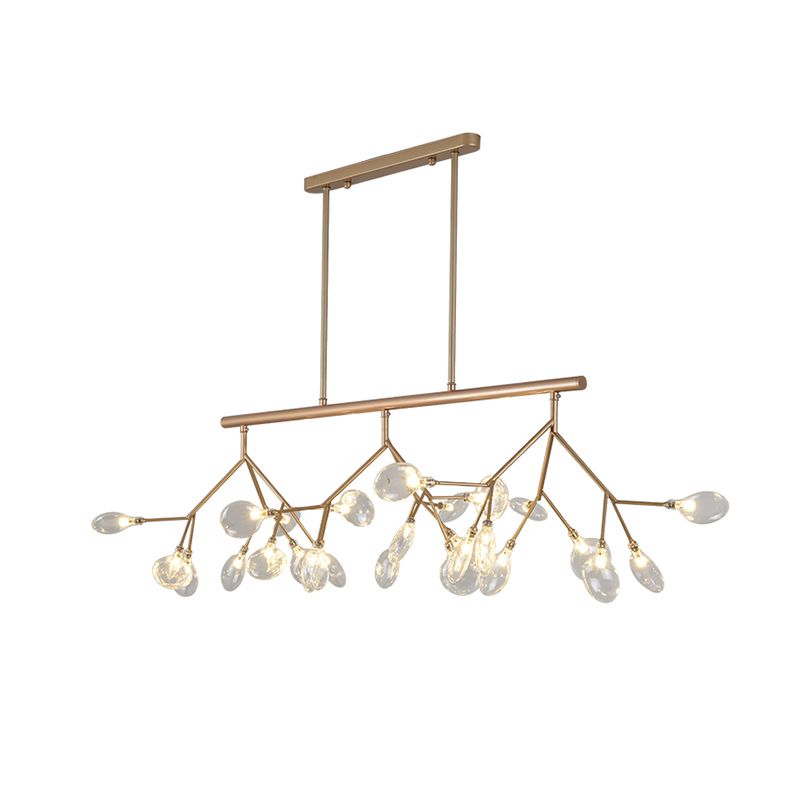 Modern Luxury Firefly Island Pendant Light Wrought Iron Sputnik Ceiling Light with Glass Shade