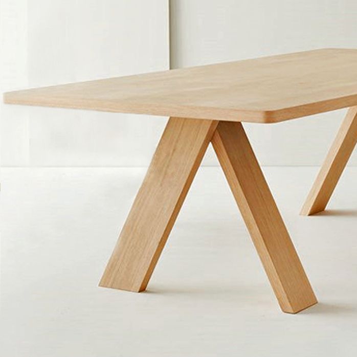 Table à manger rectangulaire industrielle table en bois massif en bois avec 4 jambes
