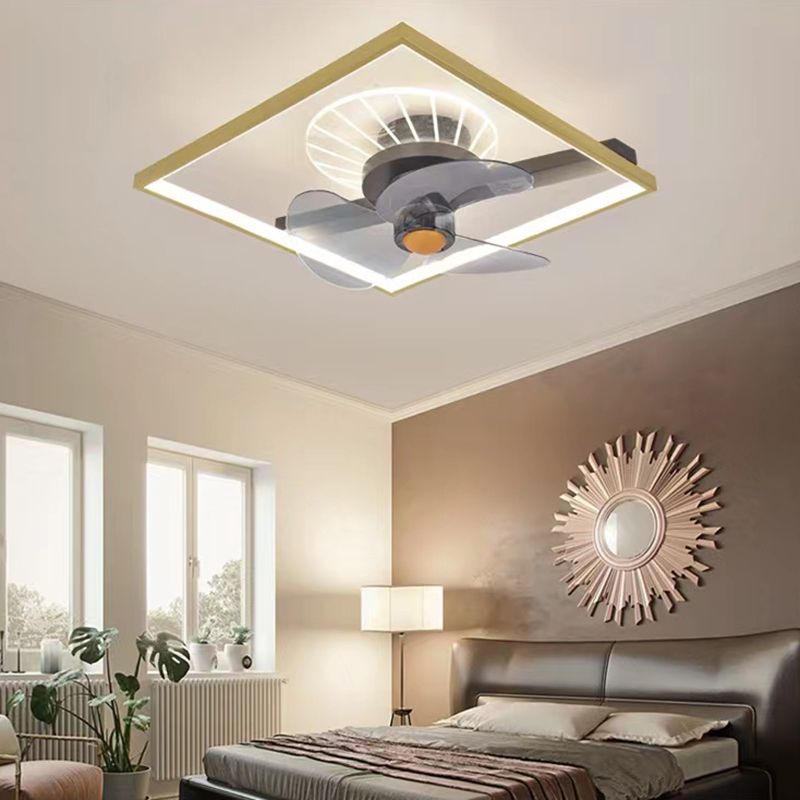 Nordic Geometry Flush Mount Fan Light Metallic Bedroom LED Semi Flush Ceiling Light
