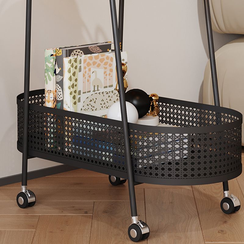 25.6" Wide Metal & Glass Side Table Elliptical Sofa Side Accent Table with Casters