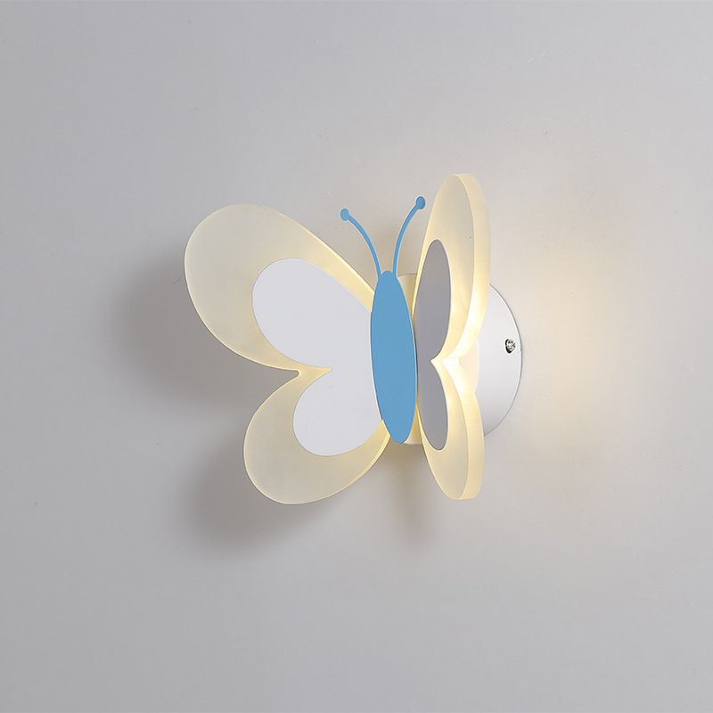 Metal Butterfly Shape Wall Light Kid Style 2 Lights Wall Light Sconce