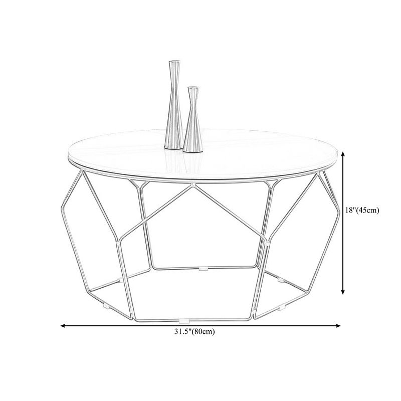 White Marble Frame 1 Coffee Table Modern Round Table for Living Room