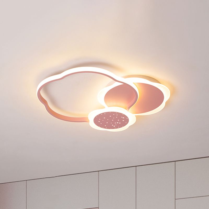 Éclairage encastré à fleurs noir/rose, plafonnier LED nordique en acrylique, lumière chaude/blanche