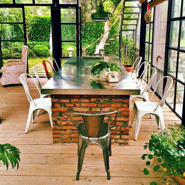 Sillas de comedor de cocina de estilo industrial Sillas laterales sin brazos de comedor de metal (juego de 4)