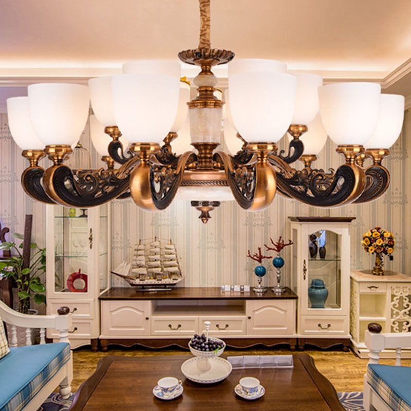 Kuppel Wohnzimmer Anhänger Kronleuchter weißes Glas Minimal hängende Deckenleuchte