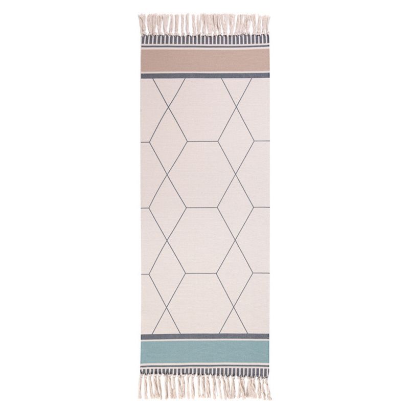 Multi-Color Southwestern Rug Cotton Geometric Printed Area Carpet Easy Care Pet Friendly Indoor Rug for Bedroom