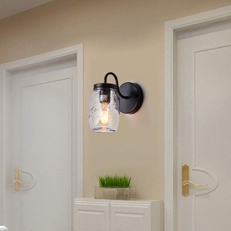 Industrial Gooseneck Stem Sconce Light Single Light Canning Jar Wall Lamp for Corridor