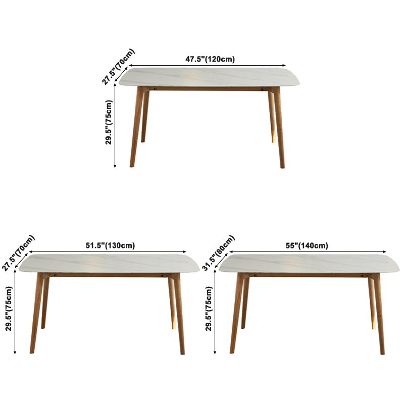 Contemporary Rectangle Dining Table White Sintered Stone Dining Table with 4 Legs