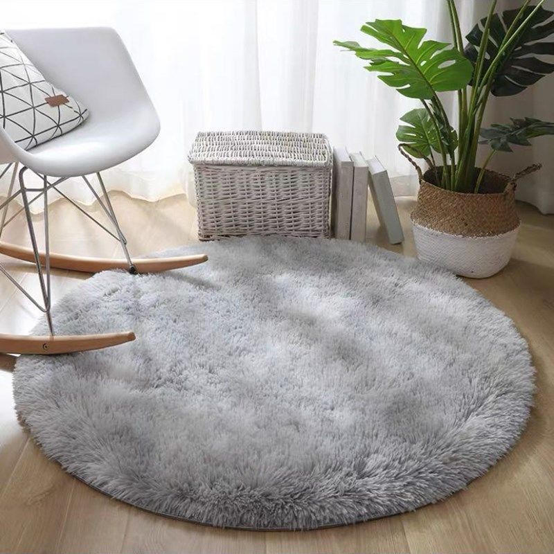 Casual Round Shag Area Rug Trendy Tie Dye Print Rug Polyester Anti-Slip Carpet for Home Decor