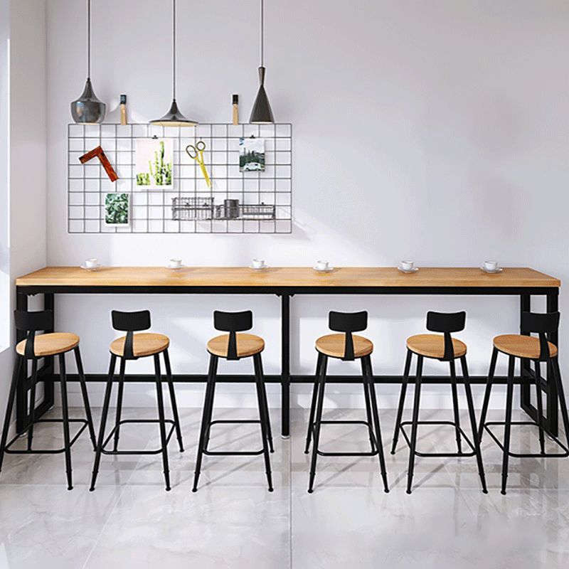 Industrial Bar Table Bar Height Rectangle Solid Wood Pub Table for Home