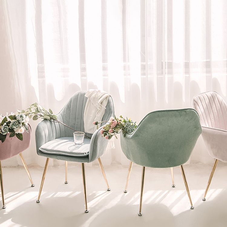 Scandinavian Style Upholstered Side Chairs Solid Back Arm Dining Chairs for Home Use