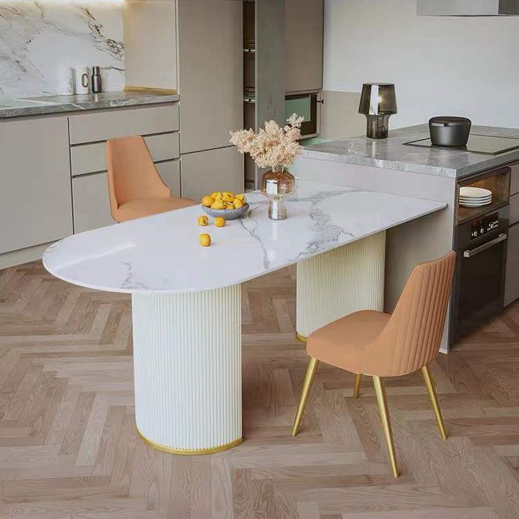 Traditional Luxury Dining Table White Sintered Stone Dining Table for Kitchen