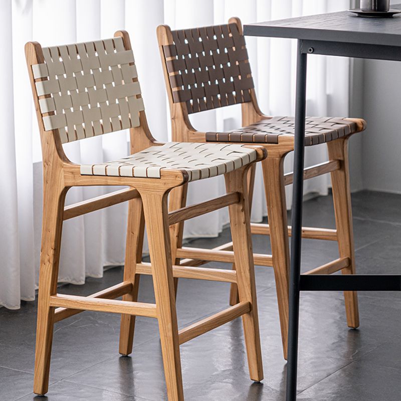 Contemporary 37" Height Solid Wood Backrest Counter High Stool