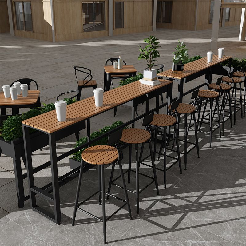 Fuax Wood Industrial Bar Table Rectangle Water Resistant Patio Table