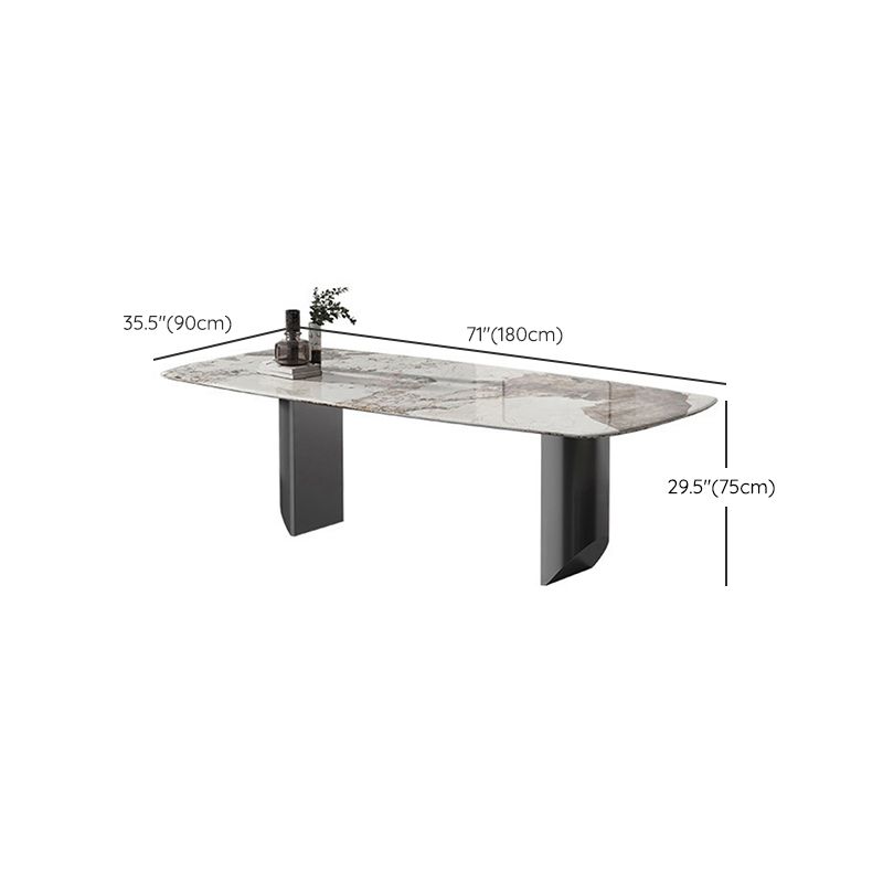 Simplicity Kitchen Table Sintered Stone Double Pedestal Dining Table