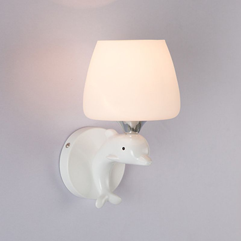 Modern Vanity Lighting Dolphin Wall Light Fixture in White for Bathroom