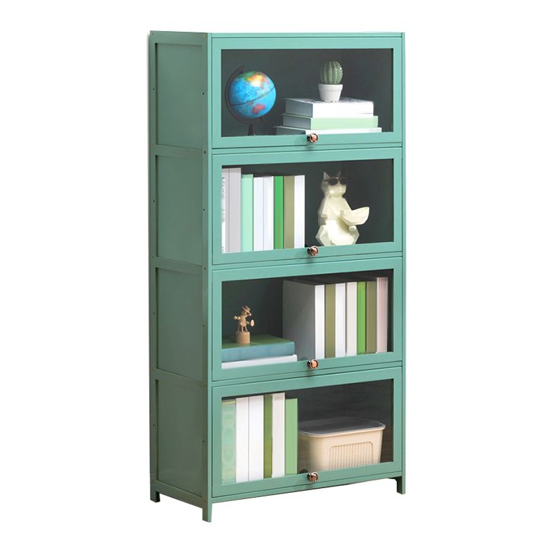Contemporary Green Barrister Bookcase Bamboo Bookcase for Home Office