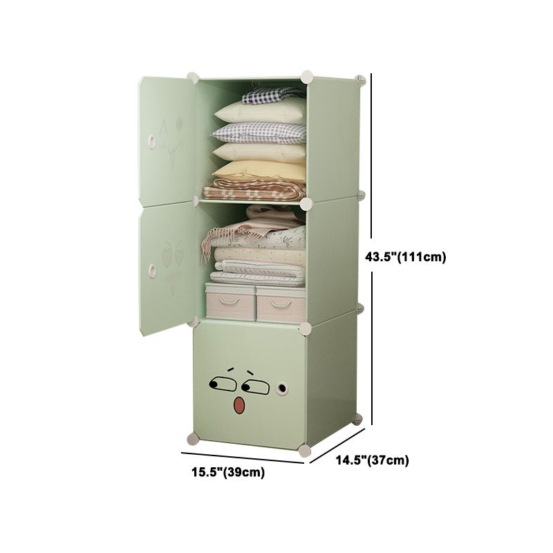 Modern Style Wardrobe Green Colour Plastic Bedroom Wardrobe Closet