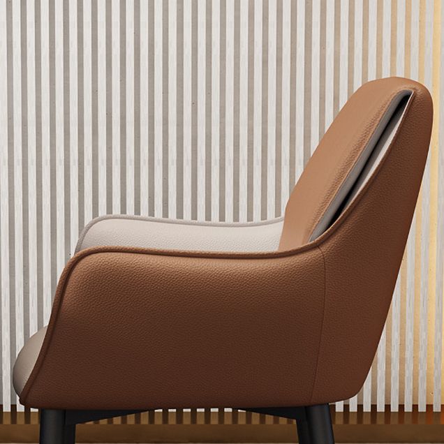 Silla de comedor tapizada con respaldo sólido de metal con brazo para el hogar escandinavo