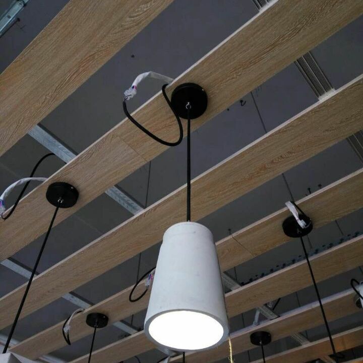 Grijze geometrische hanger lamp Minimalistisch 1-licht cementophanglicht voor eetkamer