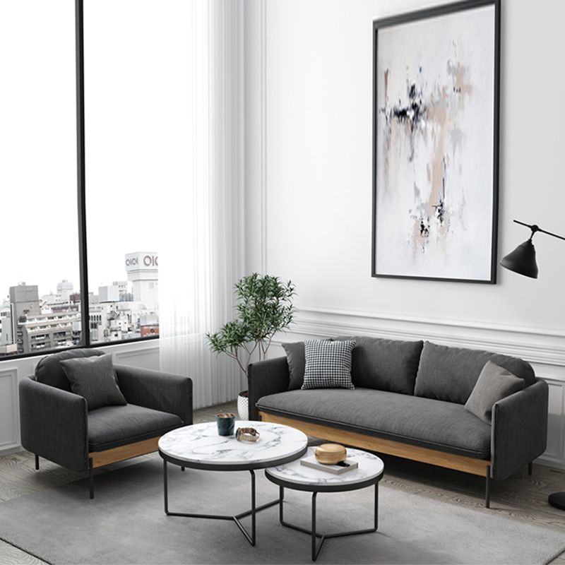 31.5" H Contemporary Solid Color Linen Square Arm Sofa for Living Room