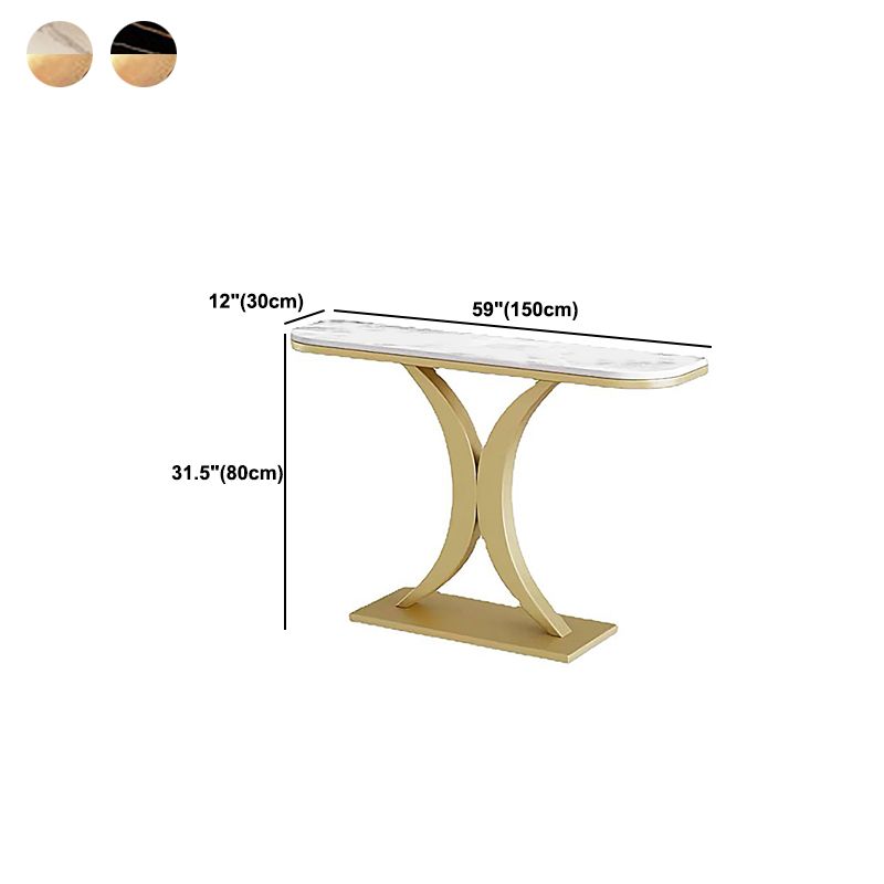 Glam Slate Iron Sofa Tbale Rectangle Stain Resistant Pedestal Console Table