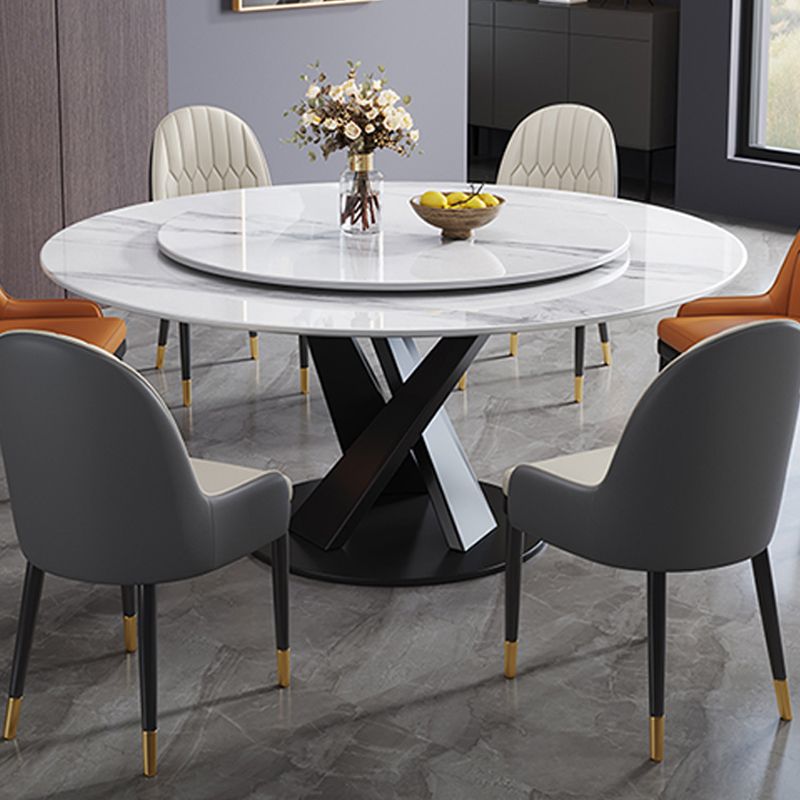 Modern Round Table Sintered Stone Dining Table with Turntable for Home