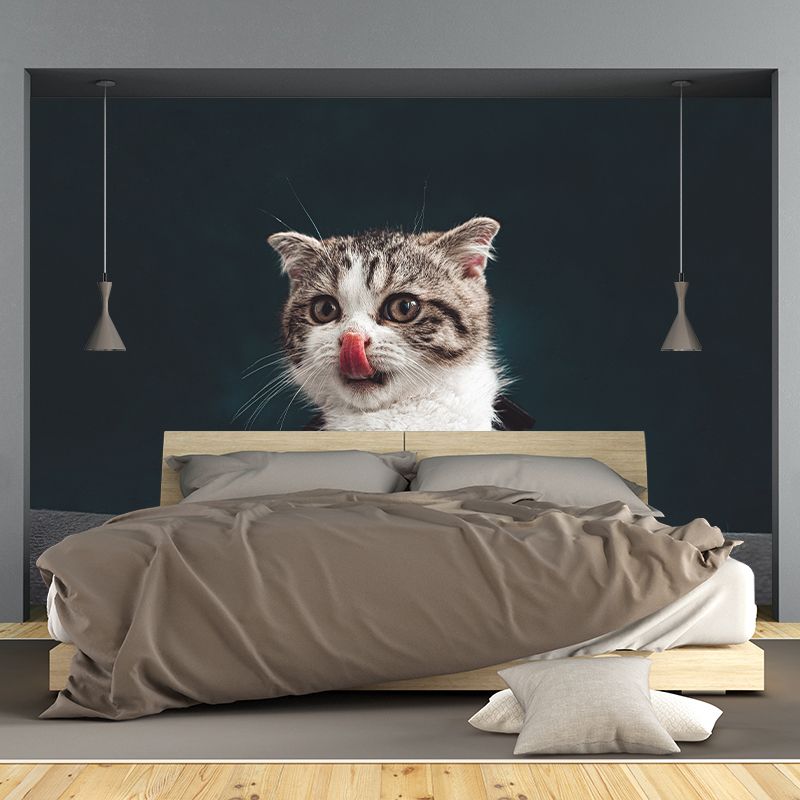 Animal Cat Mural Wallpaper Contemporary Moisture Resistant Wall Covering