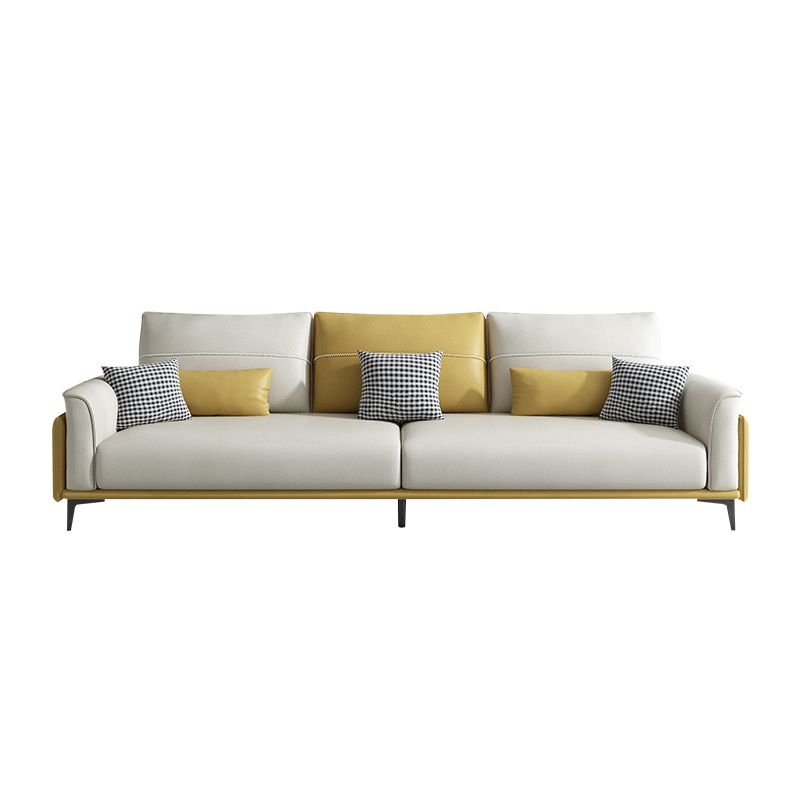 Stain Resistant Slipcovered Faux Leather Flared Arm White Seating