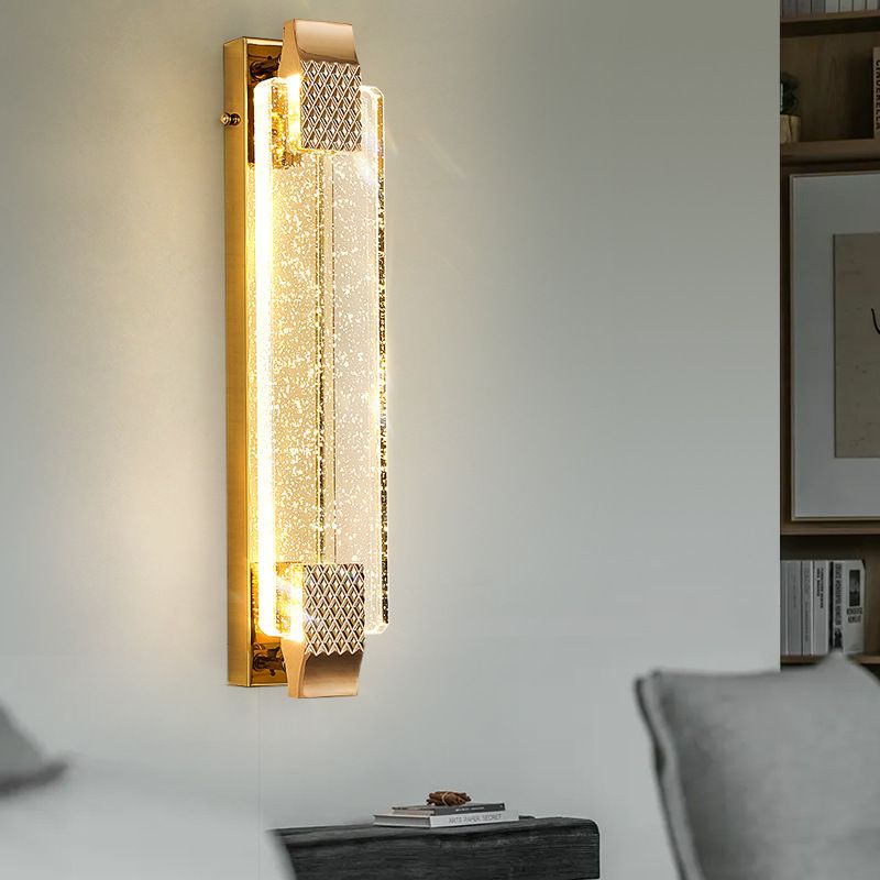 Golden Contemporary Bathroom Vanity Light Crystal LED Bath Bar