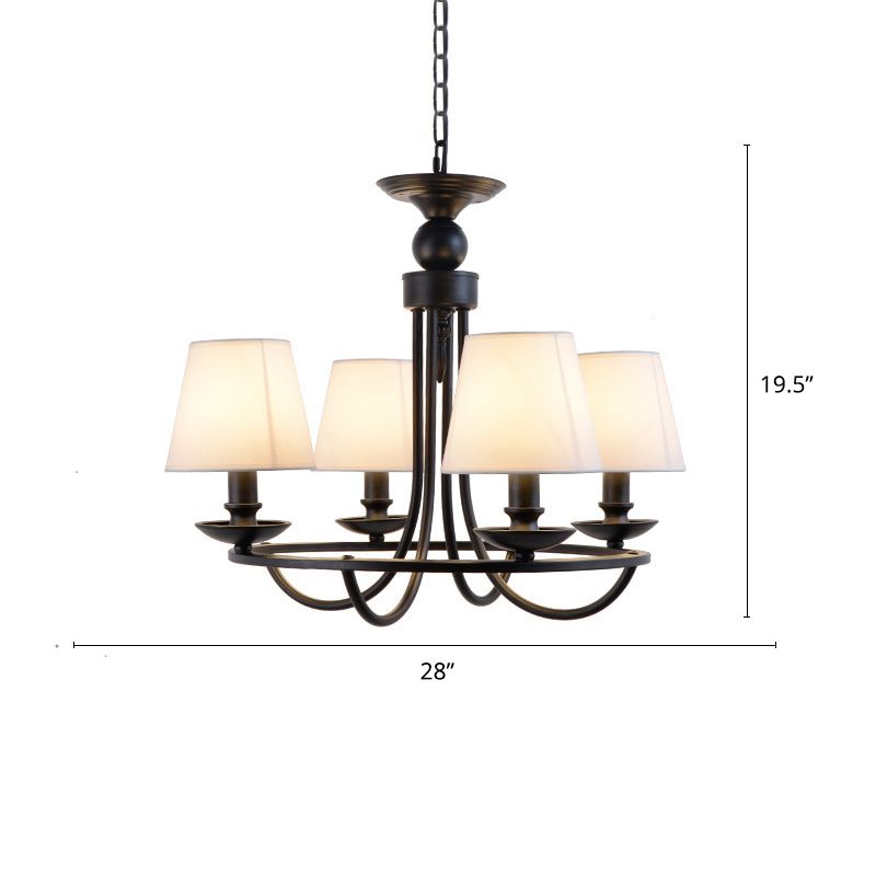 Conical Chandelier Country Style Fabric Pendant Lighting Fixture for Dining Room