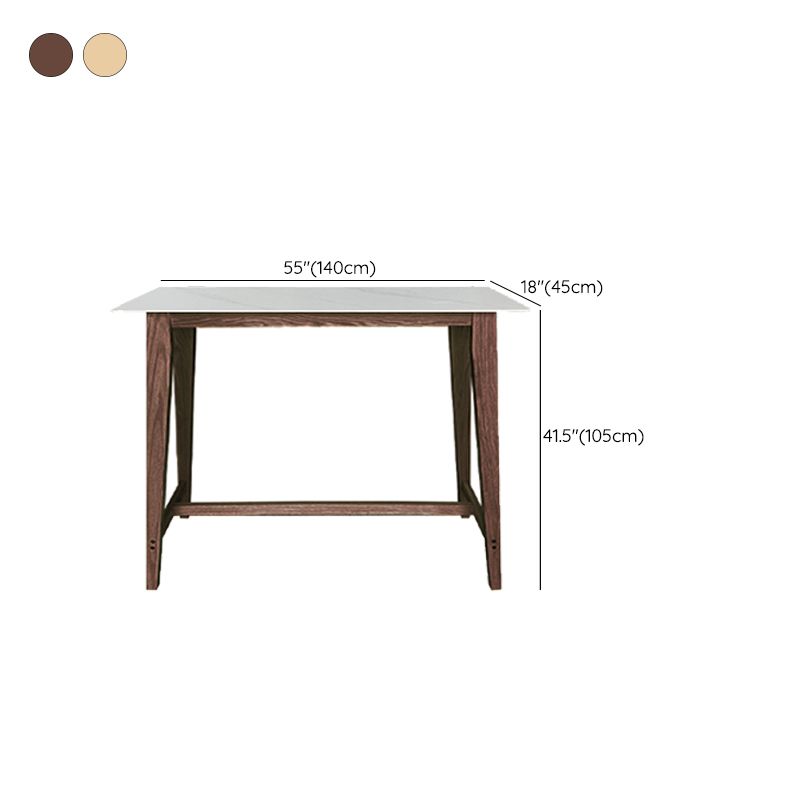 Rectangle Stone Top Bistro Table Modern Pub Table with Solid Wood Frame