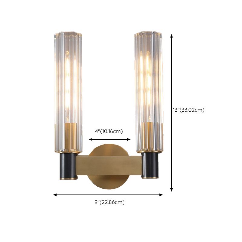Crystal Cylinder Shape Wall Sconce Modern Style Multi Lights Wall Light Sconce in Brass