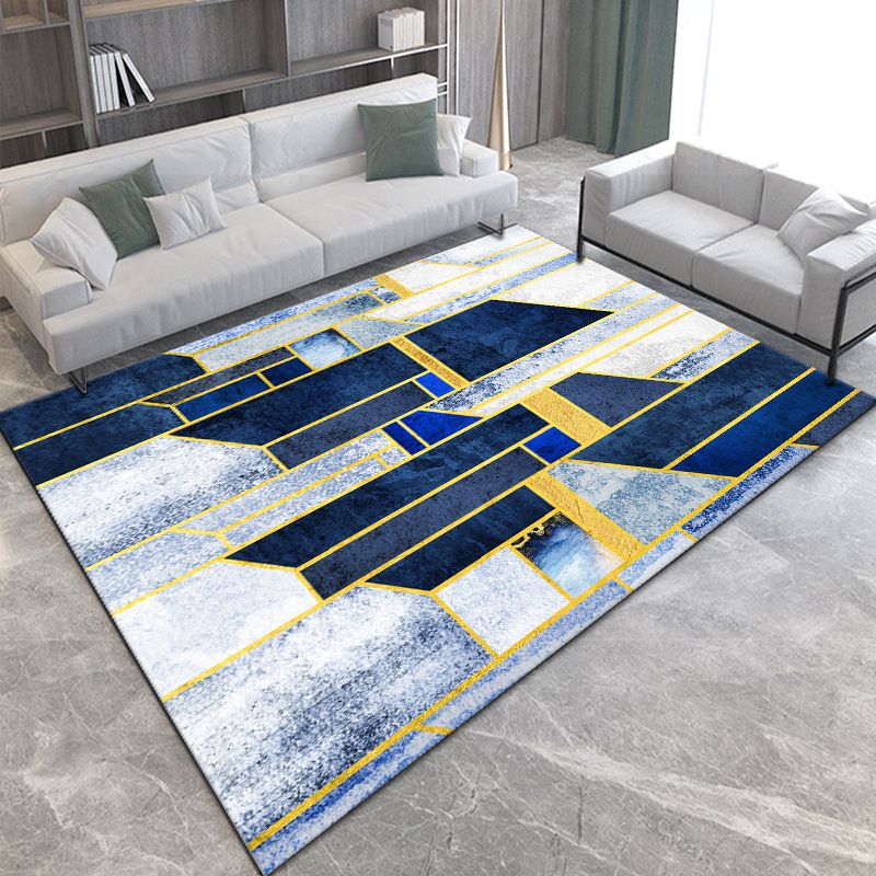 Gold Modern Rug Polyester Graphic Rug Non-Slip Backing Area Rug for Living Room