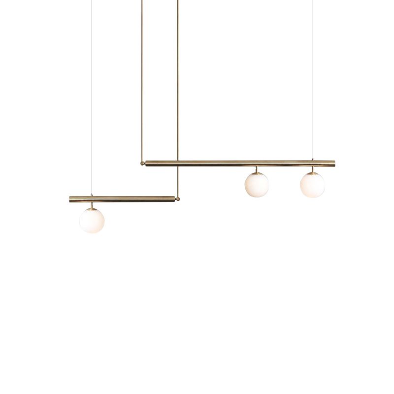 Zeitgenössische Insel Leichtkugel Glas Island Deckenleuchte in Gold für Küche