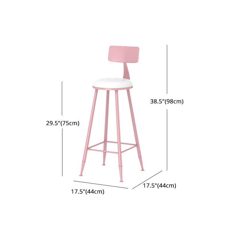 Moderner Barhocker aus Eisen mit Fußstütze, Milk Tea Shop, rosa Barhocker, 76,2 cm