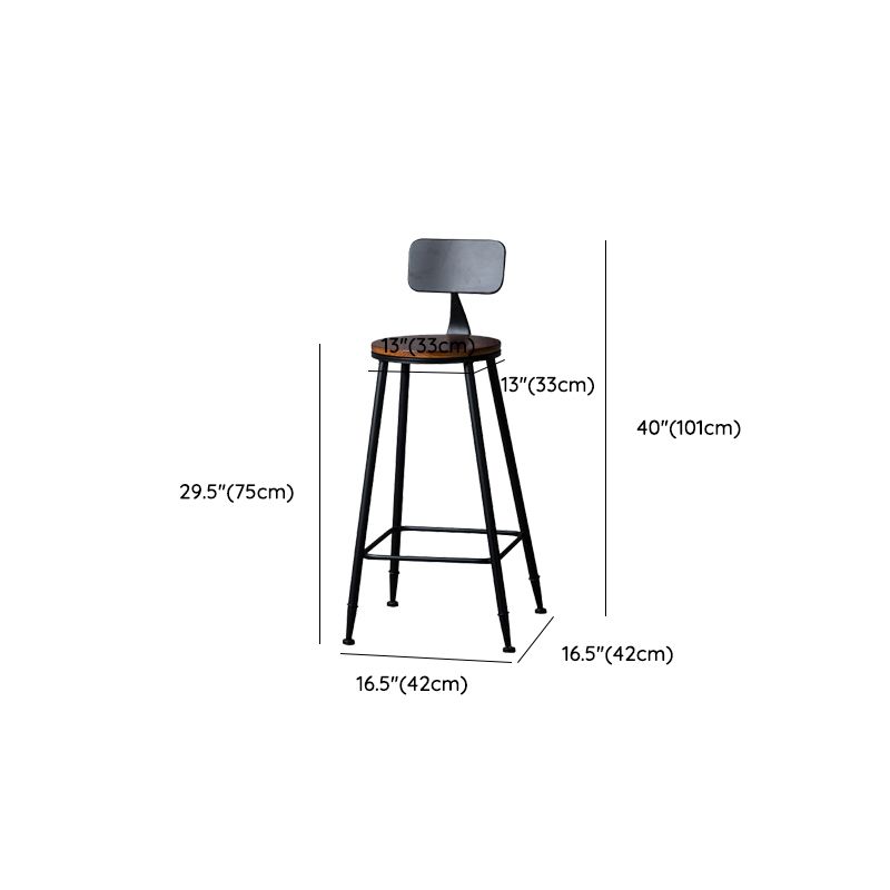 Contemporary Metal Dining Stools Round Bar Stools with Footrest