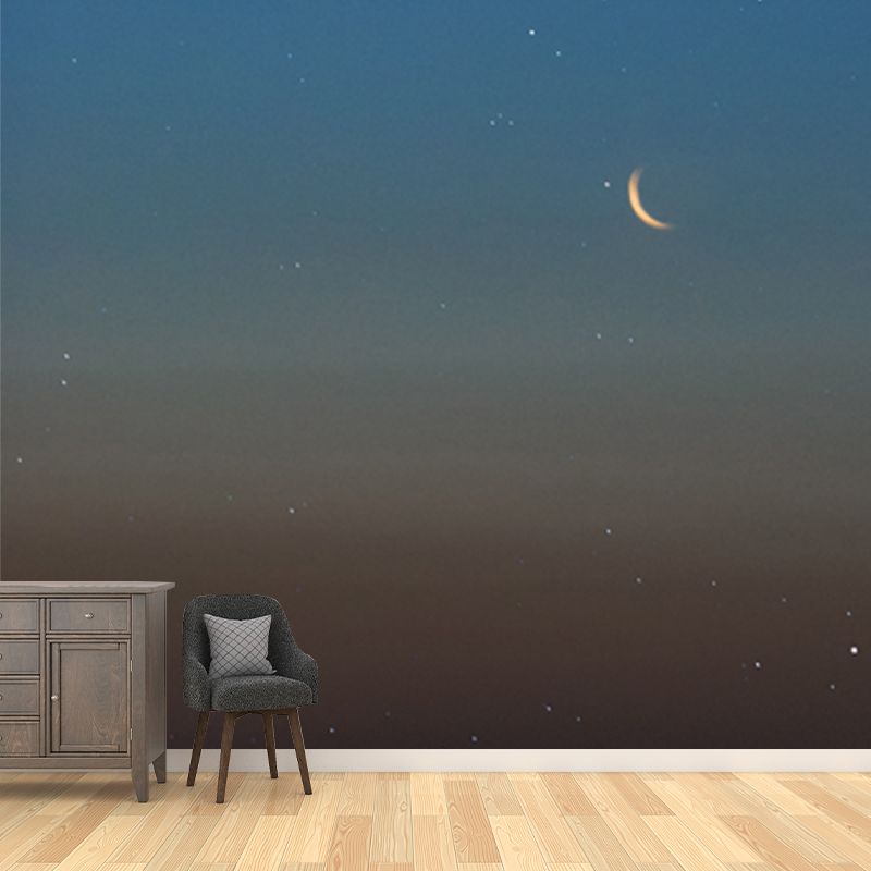 Crescent and Star Afar Mural Modern Washable Living Room Wall Art, Custom Size Available