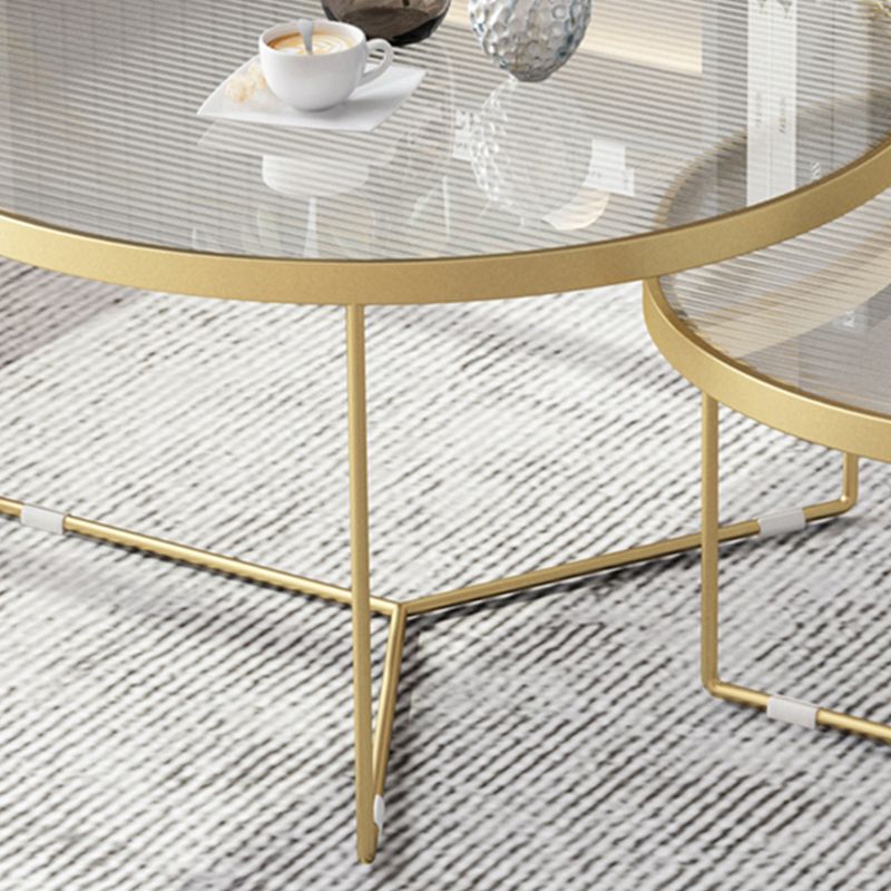 Pedestal Base Iron Coffee Table Included Round 2 Nesting Cocktail Table in Clear