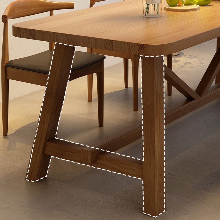 Industrial Dinette Table Solid Wood Rectangle Dinner Table in Brown