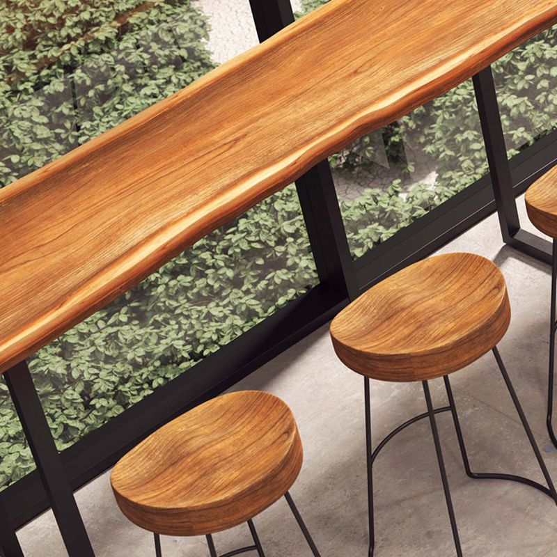 Industrial Rectangle Bar Table Solid Wood Bistro Bar Desk with Sled Base