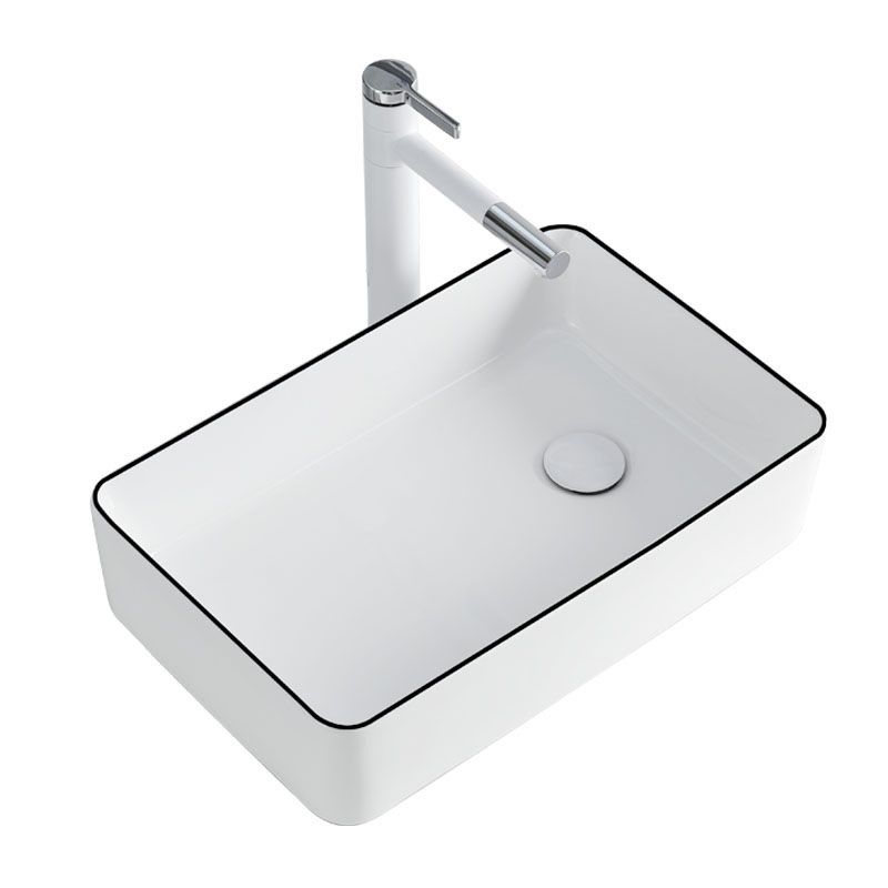 Rectangular Bathroom Sink Porcelain Trough Bathroom Sink(Not Included Faucets)